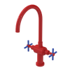 Rubinet Two Handle Single Hole Kitchen Set with LaSalle Spout Red