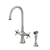 Rubinet Two Handle Single Hole Kitchen Set with Hand Spray Satin Nickel