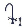 Rubinet Two Handle Single Hole Kitchen Set with Hand Spray Midnight Blue