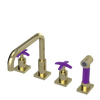 Rubinet Widespread Kitchen Set with Genesis Spout with Hand Spray Gold