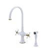 Rubinet Two Handle Single Hole Kitchen Set with Hand Spray Matt White