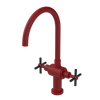 Rubinet Two Handle Single Hole Kitchen Set with LaSalle Spout Maroon