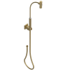 Rubinet Hand Held Shower Bidet with Extended Reach & Dual Function Spray Including Wall Bracket with Supply & Hose (Square) Satin Brass