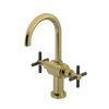 Rubinet Single Hole Dual Handle Lav. Set with LaSalle Spout (less drain) Natural Brass