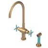 Rubinet Two Handle Single Hole Kitchen Set with LaSalle Spout with Hand Spray Satin Gold