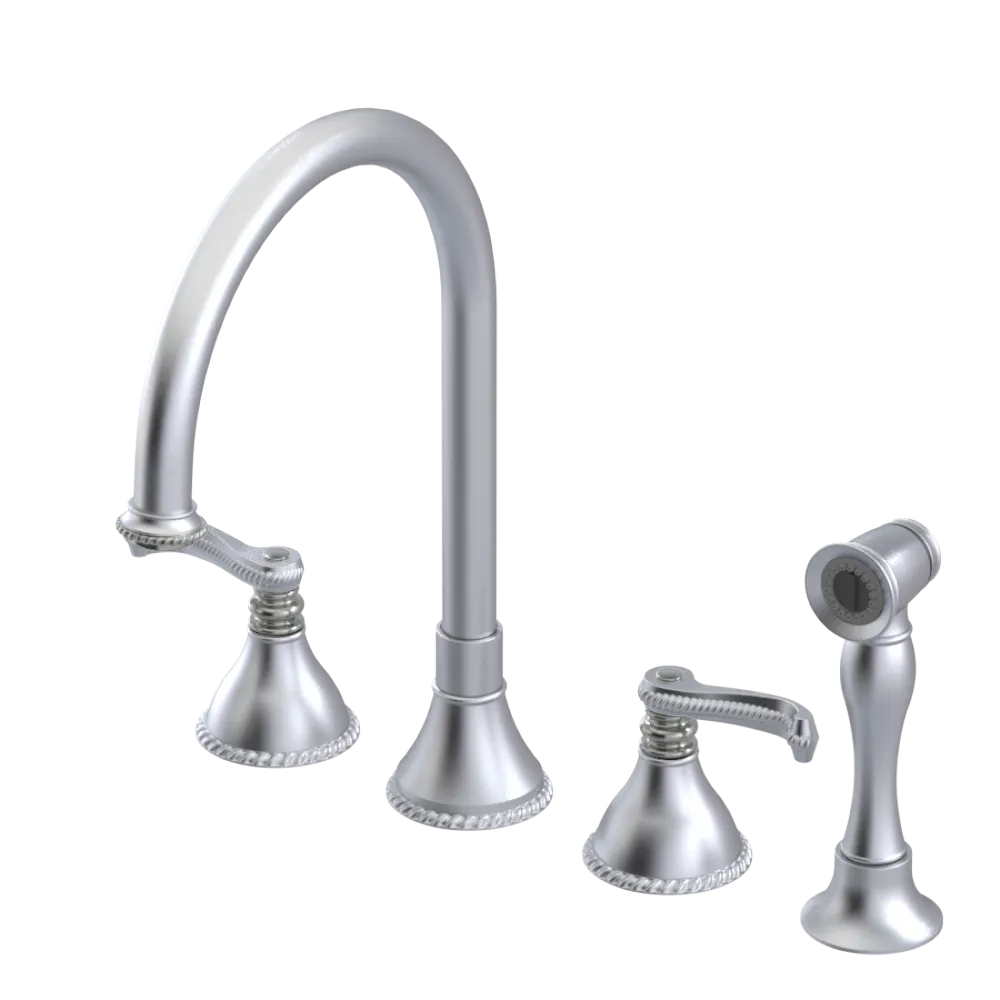 Rubinet Widespread Kitchen Set with Hand Spray Satin Chrome