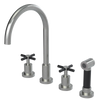 Rubinet Widespread Kitchen Set with LaSalle Spout with Hand Spray Satin Nickel