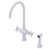 Rubinet Two Handle Single Hole Kitchen Set with LaSalle Spout with Hand Spray White