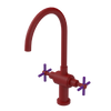 Rubinet Two Handle Single Hole Kitchen Set with LaSalle Spout Maroon