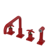 Rubinet Widespread Kitchen Set with Genesis Spout with Hand Spray Maroon