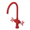 Rubinet Two Handle Single Hole Kitchen Set with LaSalle Spout Red