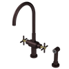 Rubinet Two Handle Single Hole Kitchen Set with LaSalle Spout with Hand Spray Oil Rubbed Bronze