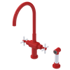 Rubinet Two Handle Single Hole Kitchen Set with LaSalle Spout with Hand Spray Red