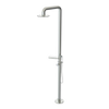 Rubinet Pressure Balance Outdoor Shower with Hand Held Shower & 10" Shower Head (with shelf) - 304 Stainless Steel Satin Nickel