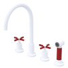 Rubinet Widespread Kitchen Set with LaSalle Spout with Hand Spray Matt White
