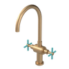 Rubinet Two Handle Single Hole Kitchen Set with LaSalle Spout Satin Gold