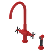 Rubinet Two Handle Single Hole Kitchen Set with LaSalle Spout with Hand Spray Red