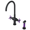 Rubinet Two Handle Single Hole Kitchen Set with LaSalle Spout with Hand Spray Matt Black