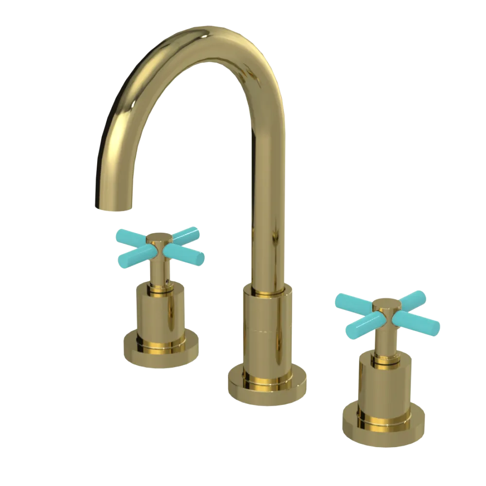 Rubinet Widespread Kitchen Set with LaSalle Spout Natural Brass