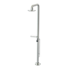 Rubinet Pressure Balance Outdoor Shower with Foot Rinse & 10" Shower Head (with shelf) - 304 Stainless Steel Satin Nickel
