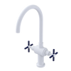 Rubinet Two Handle Single Hole Kitchen Set with LaSalle Spout Matt White