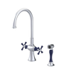 Rubinet Two Handle Single Hole Kitchen Set with Hand Spray Satin Chrome