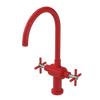 Rubinet Two Handle Single Hole Kitchen Set with LaSalle Spout Red