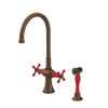Rubinet Two Handle Single Hole Kitchen Set with Hand Spray Tuscan Brass