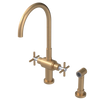 Rubinet Two Handle Single Hole Kitchen Set with LaSalle Spout with Hand Spray Satin Gold