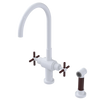 Rubinet Two Handle Single Hole Kitchen Set with LaSalle Spout with Hand Spray White