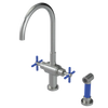 Rubinet Two Handle Single Hole Kitchen Set with LaSalle Spout with Hand Spray Satin Nickel