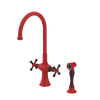 Rubinet Two Handle Single Hole Kitchen Set with Hand Spray Red