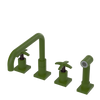 Rubinet Widespread Kitchen Set with Genesis Spout with Hand Spray Green Envy