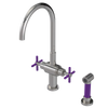 Rubinet Two Handle Single Hole Kitchen Set with LaSalle Spout with Hand Spray Polished Nickel