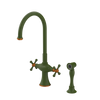 Rubinet Two Handle Single Hole Kitchen Set with Hand Spray Green Envy