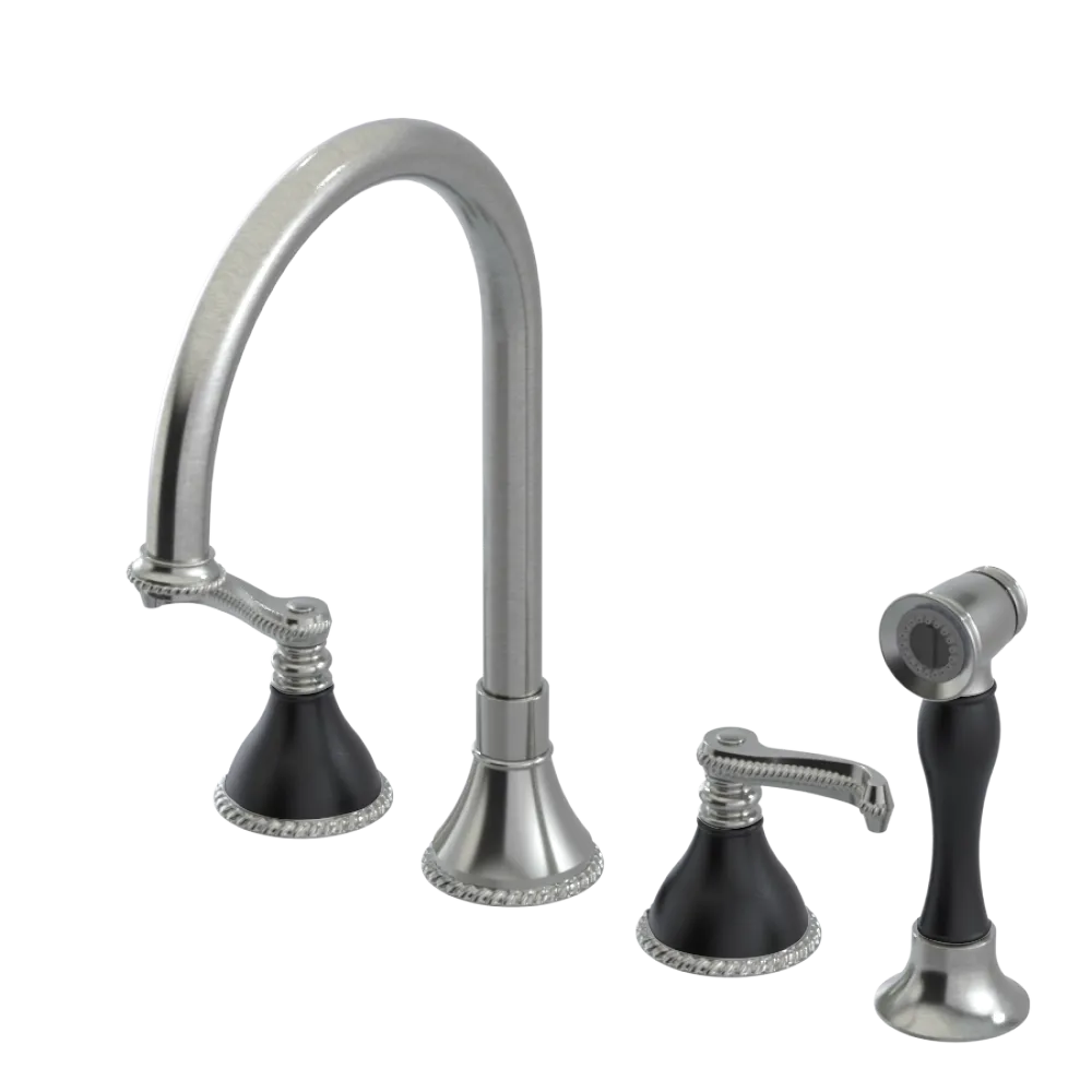 Rubinet Widespread Kitchen Set with Hand Spray Satin Nickel