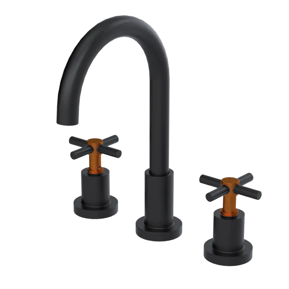Rubinet Widespread Kitchen Set with LaSalle Spout Matt Black