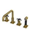 Rubinet Widespread Kitchen Set with Genesis Spout with Hand Spray Antique Brass Matt