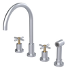 Rubinet Widespread Kitchen Set with LaSalle Spout with Hand Spray Satin Chrome