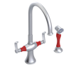 Rubinet Two Handle Single Hole Kitchen Set with Hand Spray Satin Chrome