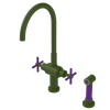 Rubinet Two Handle Single Hole Kitchen Set with LaSalle Spout with Hand Spray Green Envy