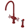 Rubinet Two Handle Single Hole Kitchen Set with LaSalle Spout with Hand Spray Maroon