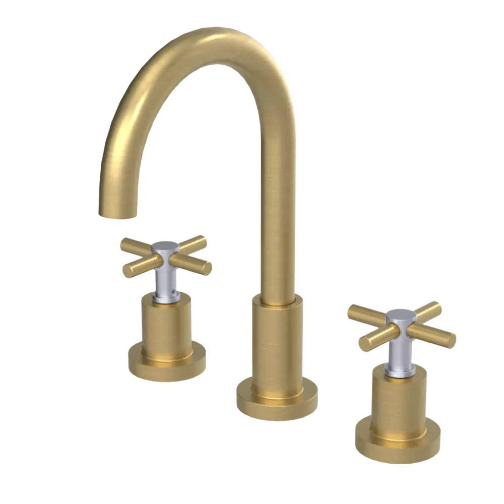 Rubinet Widespread Kitchen Set with LaSalle Spout Satin Brass