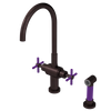 Rubinet Two Handle Single Hole Kitchen Set with LaSalle Spout with Hand Spray Oil Rubbed Bronze