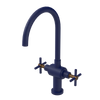 Rubinet Two Handle Single Hole Kitchen Set with LaSalle Spout Midnight Blue