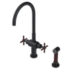 Rubinet Two Handle Single Hole Kitchen Set with LaSalle Spout with Hand Spray Matt Black