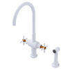 Rubinet Two Handle Single Hole Kitchen Set with LaSalle Spout with Hand Spray Matt White