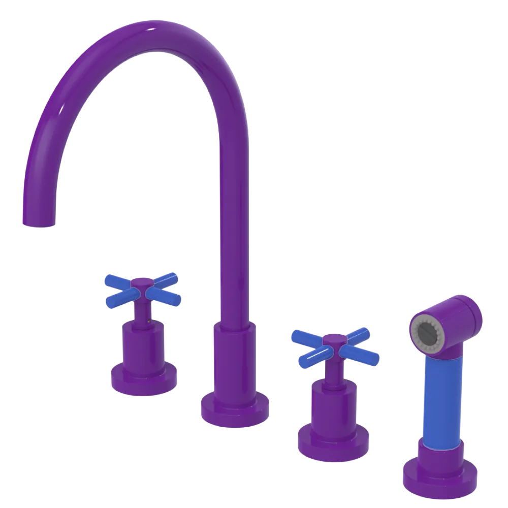 Rubinet Widespread Kitchen Set with LaSalle Spout with Hand Spray Purple Haze