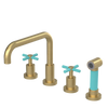Rubinet Widespread Kitchen Set with Hand Spray Satin Brass
