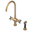 Rubinet Two Handle Single Hole Kitchen Set with LaSalle Spout with Hand Spray Satin Gold